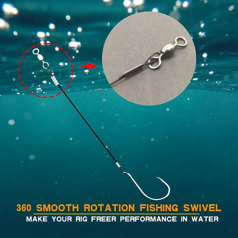 50pcs Circle Hooks Rigs, Steel Catfish Hook Rig Octopus Fishing Hook With Leader, Fishing Circle Hook Wire For Saltwater Freshwater