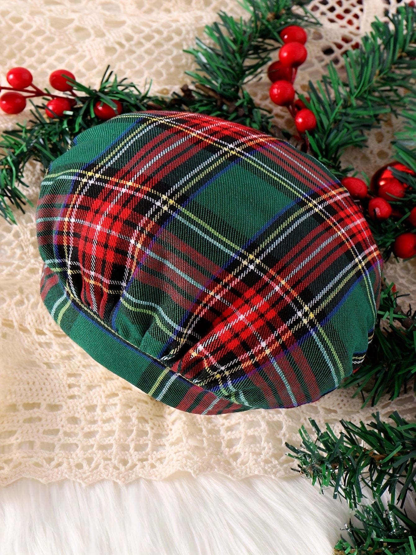 3pcs Baby Girl Scottish Tartan Outfit Set - Plaid Skirt & Bow Dress with Matching Hat, Elastic Waist Umbrella Skirt & Bubble Sleeve Blouse for 0-24 Months (Christmas, to) - Hand Washable, Perfect for Outdoor