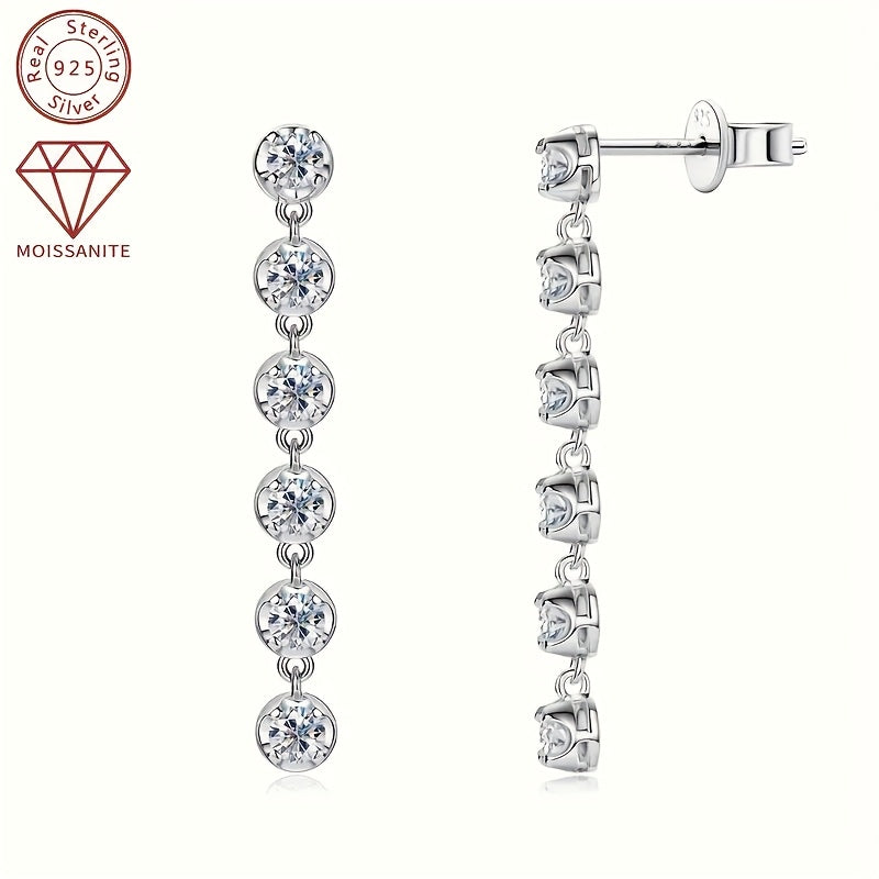 2pcs S925 Silver 1.2 Carat Moissanite Earrings | High-Quality Glamorous Women'S Dangle Earrings, Elegant and Sexy Style, 22K Golden Plated, Perfect for Daily Wear, Anniversaries, Birthdays, and Holiday Gifts for Family and Fr