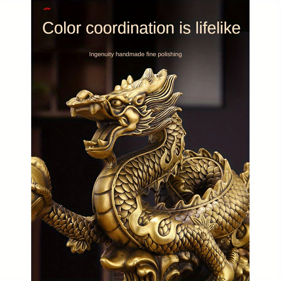 Brass Dragon Golden Statue, Small Zodiac Ornaments, Suitable for Home and Office Decor, Chinese Style Accessories, Office Desk Decorations, Opening Ceremony Zodiac Dragon Bronzeware