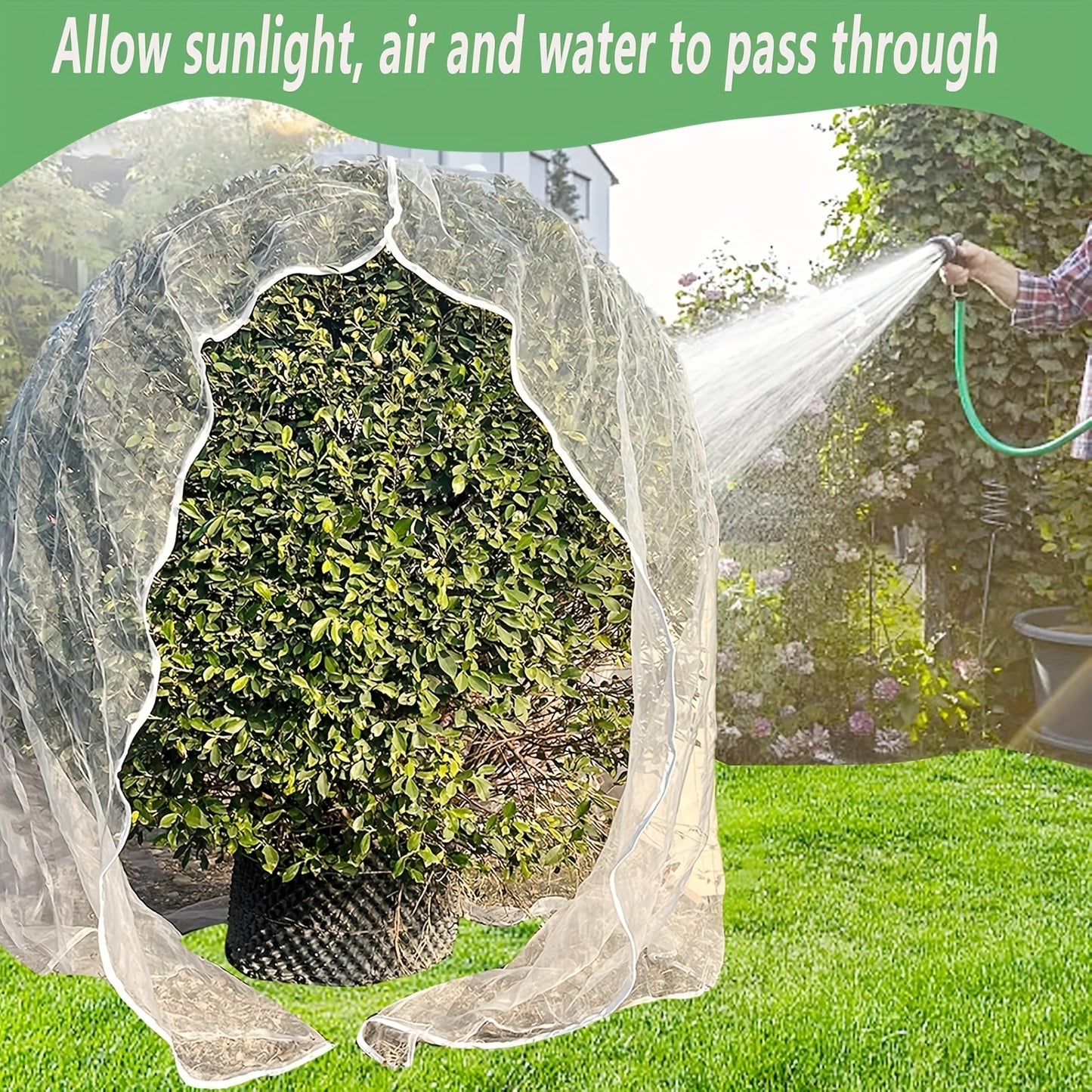 2 count 6. 6x8ft Fruit Tree Netting Bags, Large Garden Netting Covers with Zipper and Drawstring, Plant Row Covers Barrier Garden Mesh Protection for Birds Animals, Vegetables, Flowers, Flower Protection, Vegetable Cover, Zip