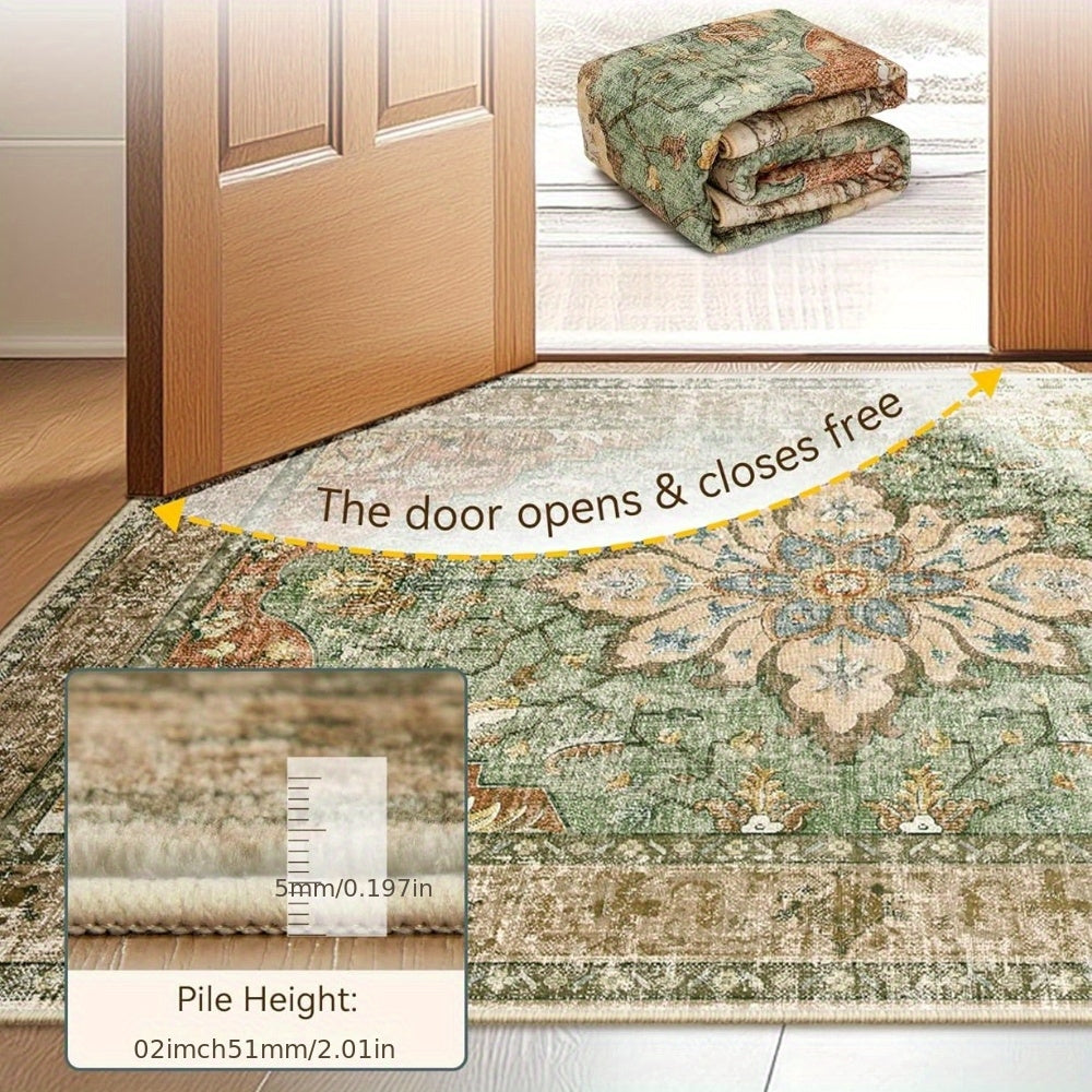 Jumbo Oversized Large Carpet - Extra Wide & Long Luxury Suitable for Living Room Bedroom, Heavy Traffic Areas, Large Spaces - Machine Washable Anti-Slip Retro Flower Print Carpet, Jumbo Sizes Available