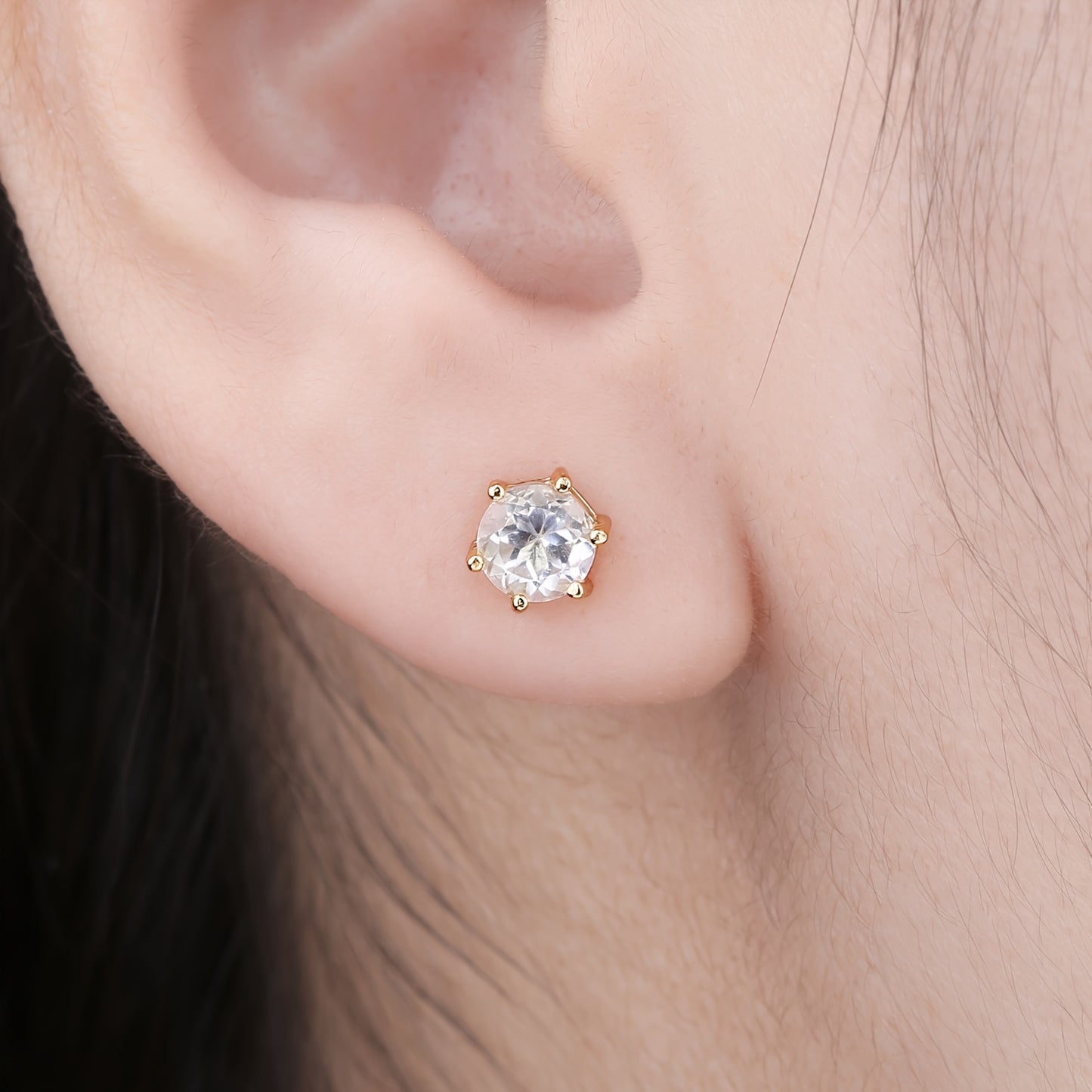 1pair 925 Sterling Silver Simple And Elegant Classic Design Exquisite Multi-faceted Round Cut Natural Gemstone Birthstone Stud Earrings Yellow&Rose for Women for Girl for Daily Decoration for Prom Party Banquet Fine Jewelry