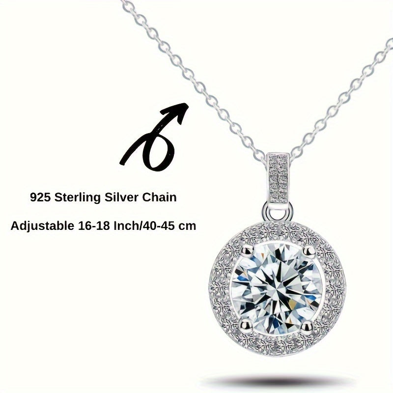 S925 925 Silver 5ct moissanite Necklace Men'S Jewelry Premium Men'S Pendant, Silvery Necklace, Perfect For Parties Engagement Wedding Anniversary Birthday, Ideal Holiday Gift For Family & Friends. Grab Your Gift Now. Christma
