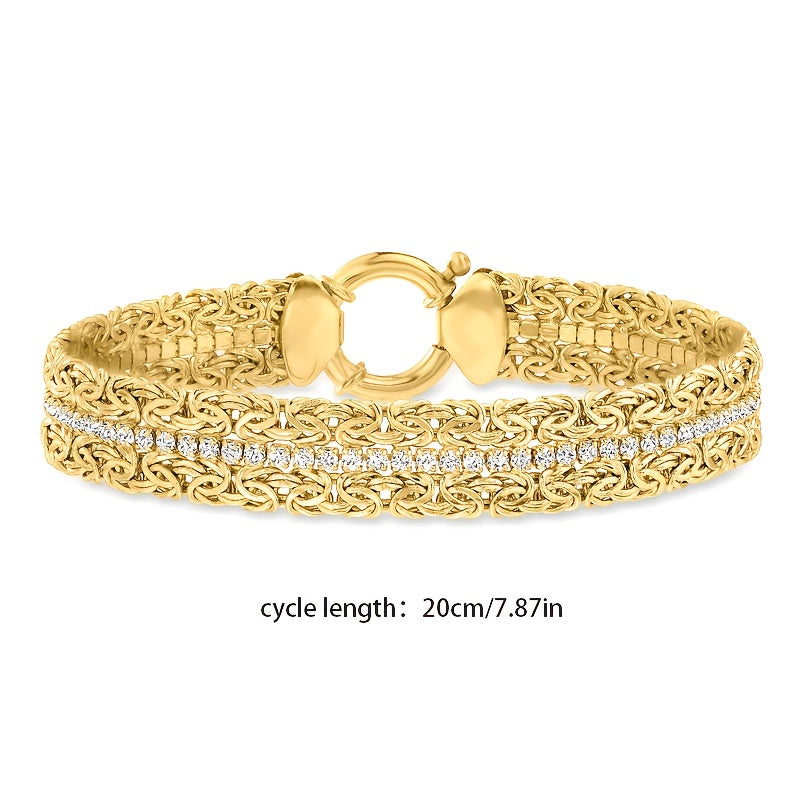 925 Silver 18k Golden Plated Double-layer Straw Rope Moissanite Bracelet, Women's Bracelet, Women's Jewelry, Gift for Wife, Friend, Girlfriend, Christmas Gift, Anniversary Gift, Birthday Gift, New Year's Gift, Preferred Gift,