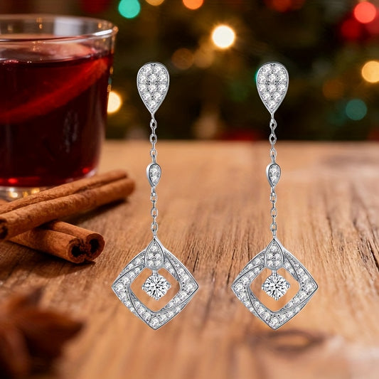 S925 Silver 0.3 Carat* 2pcs Moissanite Earrings Women's Jewelry, High-Quality Women's Dangle Earrings, For Vacations, Parties, Gifts, Birthdays, Or As Jewelry Presents For Friends And Family Christmas #Halloween #BlackFriday
