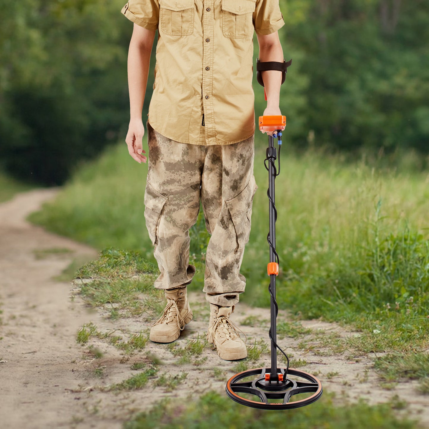 VEVOR Metal Detector, 12" Coil, Professional Rechargeable Gold Detector, 39-50 in Adjustable with LCD 7 Modes Advanced DSP Chip Bluetooth Headset, Detecting Gold Treasure Hunting