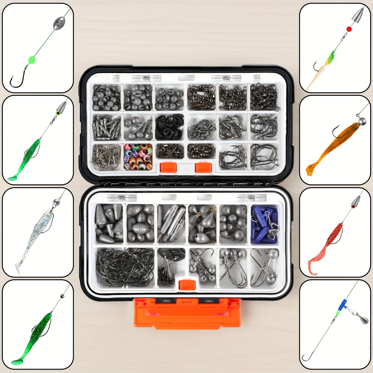 125/260/343/386/403/407pcs Fishing Tackle Box Includes Weights And Hooks, Fishing Starter Kit, Fishing Tackle Kit, Fishing Gifts For Men Angler, Multiple Piece Fishing Box For Bass Trout Freshwater Fishing, Father'S Day Chris