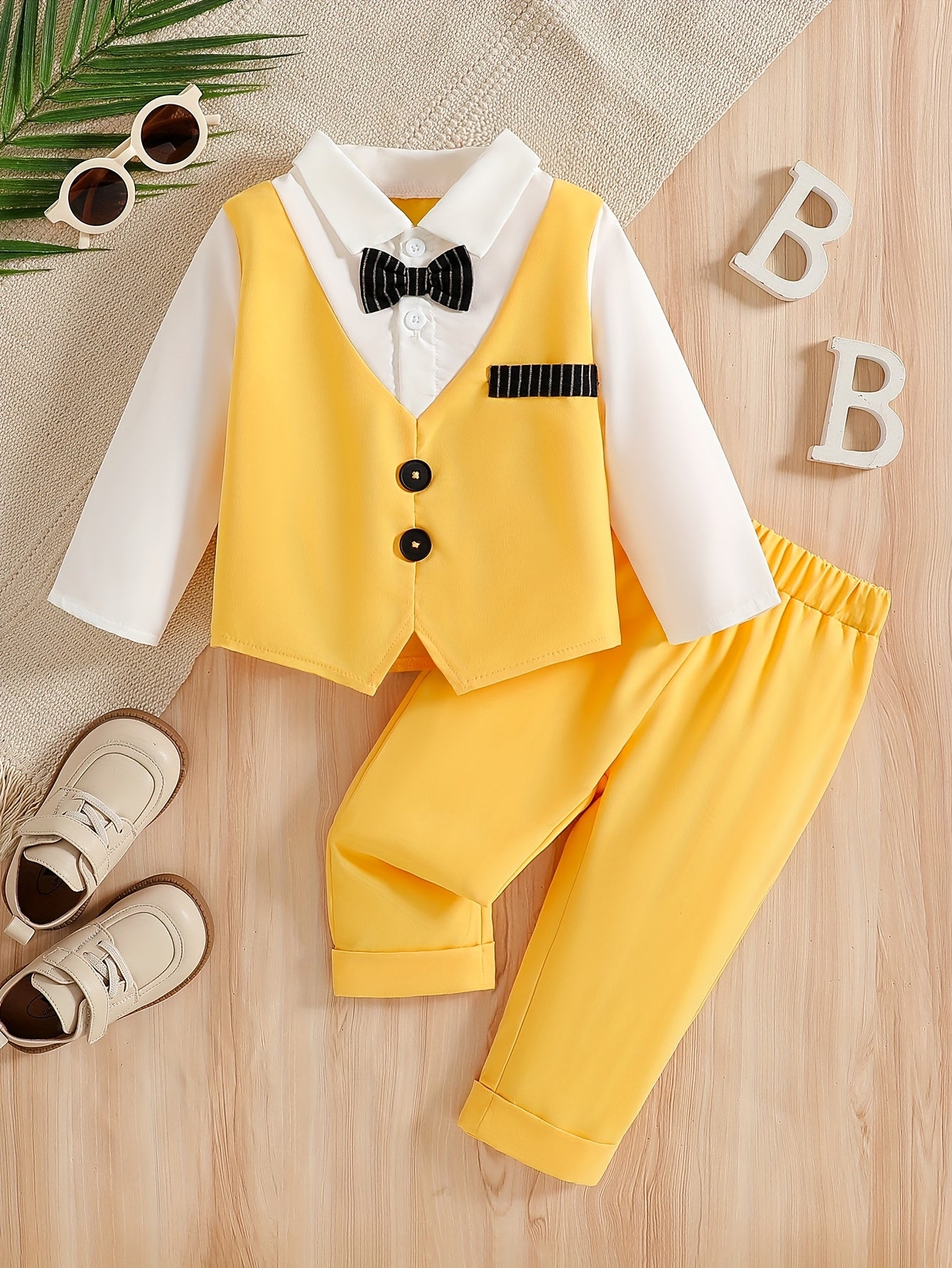 Baby Clothing And Baby Products 2025 New Baby Spring And Autumn Suit Set Wedding Birthday Party Gift Suit Fake Two Piece Long Sleeved Top And Pants Children'S Gentleman Baptismal Set Start Season Hot Halloween And Christmas C