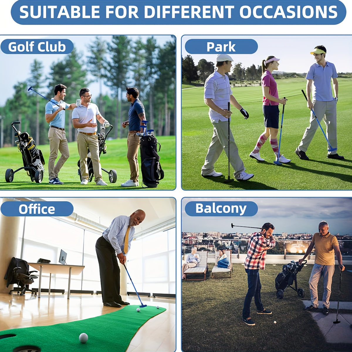 3pcs Golf Putting Set (1 Club With 2 Balls), Suitable For Both Men And Women, With Left And Right Directional Putting, Suitable For Right-handed Or Left-handed Golfers, Adjustable Length Golf Putting, Suitable For Teenagers A