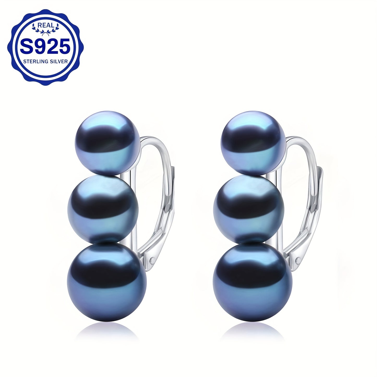 YAMI Black Seawater Pearl Stud Or Hoop Earrings For Women, 925 Sterling Silver Hypoallergenic Earrings, Climber Crawler Jewelry, Dainty Jewelry Gifts For Anniversary Birthday