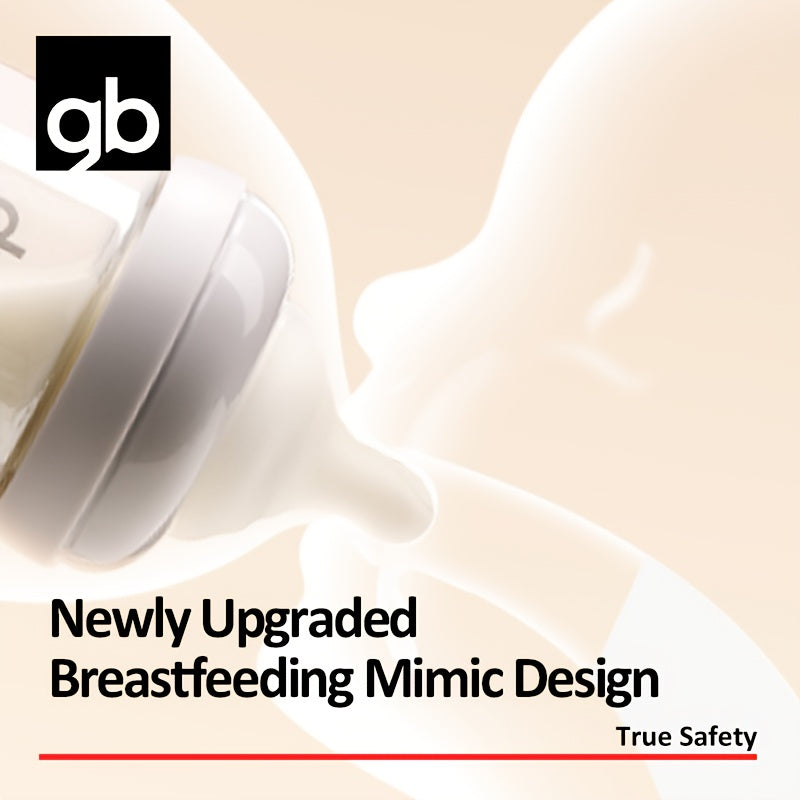 gb Platinum Series Baby Bottle - BPA-Free Glass Bottle with Simulated Breastfeeding Design, Wide-Neck for Easy Cleaning, Dishwasher & Heat Resistant, 3 Sizes (4oz/6oz/8.8oz) - Safe for, Ideal for Breastfeeding Moms & Bottle F