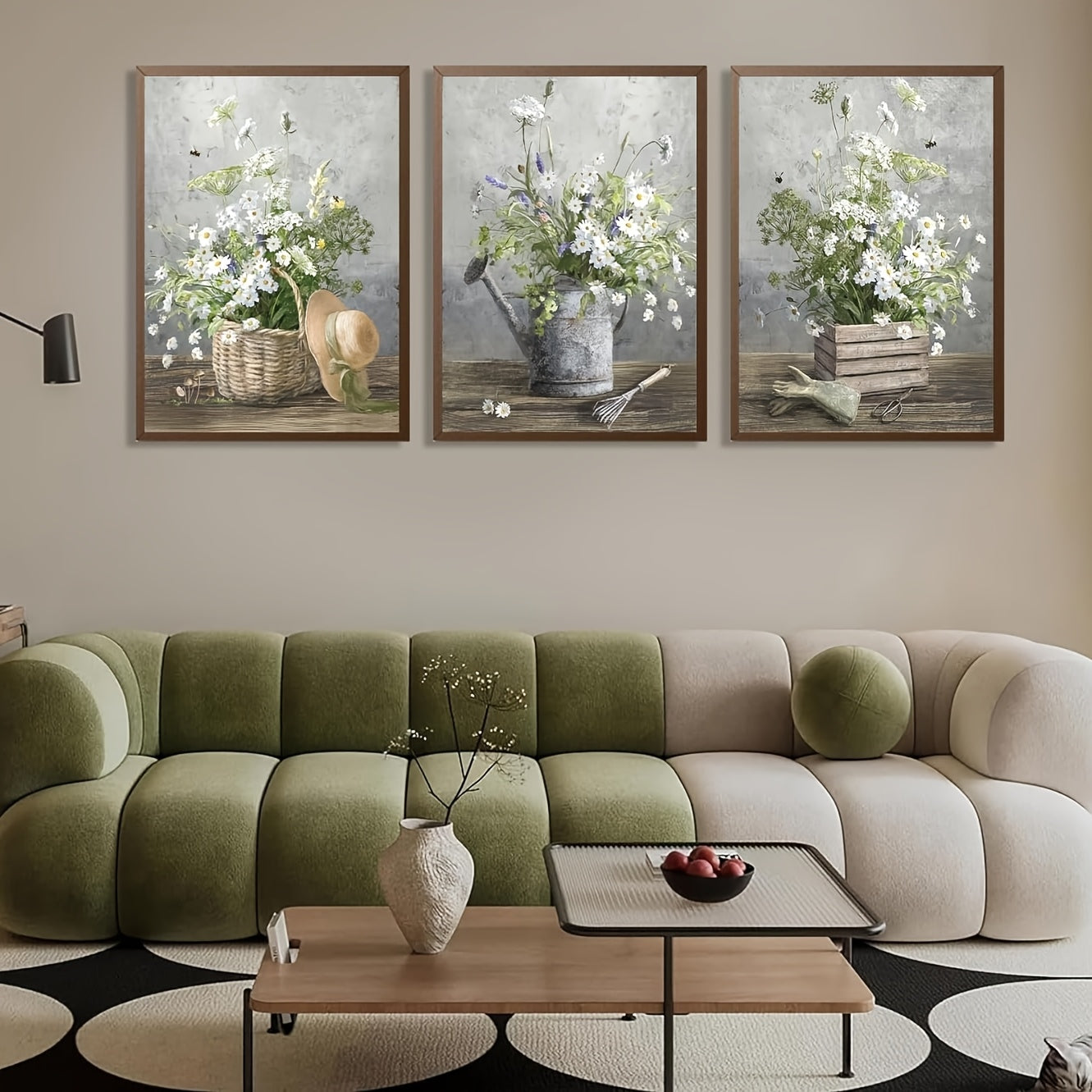 3 Count Country Daisies Poster Wall Art Countryside Flower Painting Picture Wall Decor Farmhouse Still Life Basket Poster Print Artwork for Bathroom Decoration 12x16in, Available 365 Days