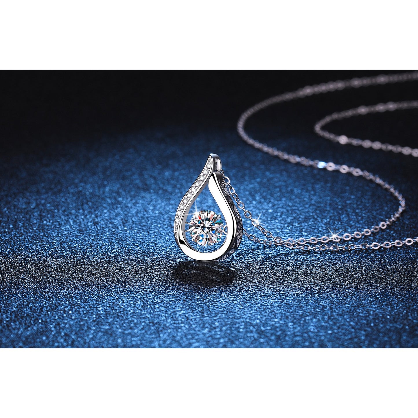 Sterling Silver Water Drop Moissanite Pendant Necklace - Dazzling Fashion Accessory with Versatile Style, Perfect Party Wedding Anniversary Gift, Hypoallergenic, Nickel-Free, and Long-Lasting Jewelry for Women