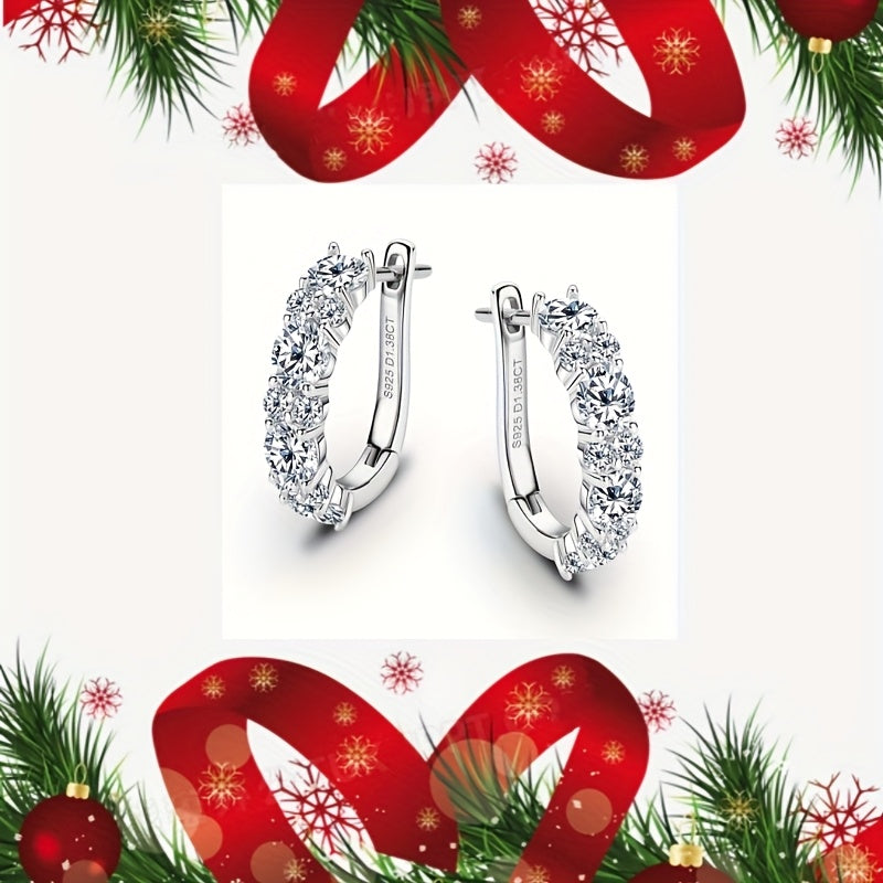 925 Silver Moissanite Earrings, Women's Jewelry, High-Quality Elegant Fashion Earrings For Women, Silver Stud Earrings, Holiday/Everyday/Anniversary Gifts For Family And Friends, Christmas #Halloween #BlackFriday #Thanksgivin