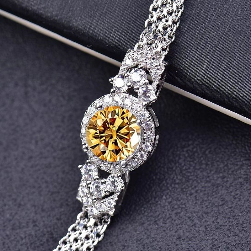 S925 925 Silvery Moissanite Bracelet - Elegant 2 Carat Minimalist Moissanite Tennis Bracelet - High-Quality Fashion Bracelet for Men and Women - Perfect for Engagement, Wedding, or Proposal - Birthday Gift for Friends, Loved