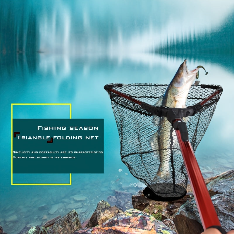 1pc Aluminum Alloy Retractable Triangular Fishing Net, Hand Copied Net, Foldable Fishing Net, With Telescopic Rod And EVA Handle