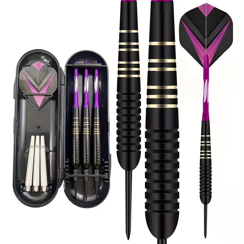 3pcs/set Professional Darts Free Carry Box 23g Total Length 16. 1.97inch Black Golden Color Steel Tip Darts With Aluminum Shaft Brass Dart Set With Steel Tip