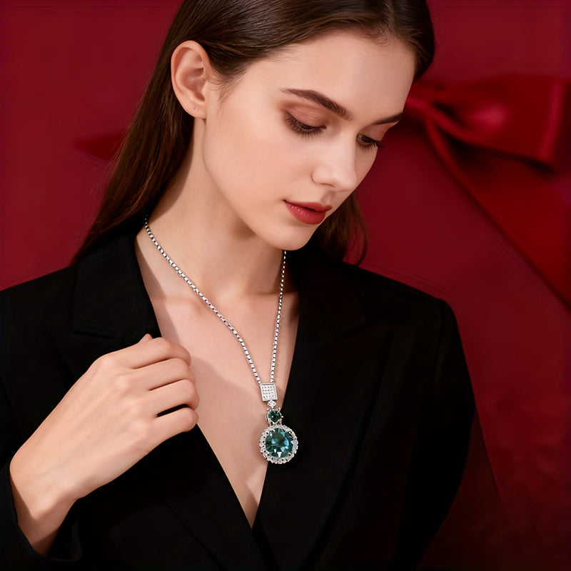 925 Silvery Sparkling 6-carat Pendant Necklace, Available In Multiple Colors, Elegant And Luxurious, The Perfect Holiday Gift For Family, Mom And Friends (Moissanite: 6.5mm*1pc, 11.0mm*1pc, Silvery Weight Approximately 8g)