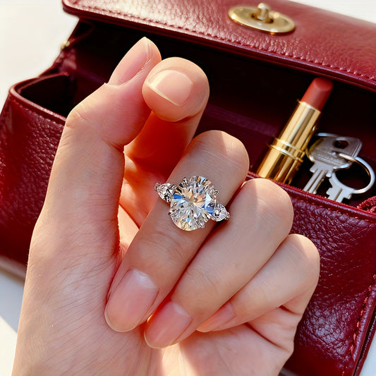 925 Silvery Shiny 3-carat Moissanite Ring, A Fashionable Women's Ring, A Daily Outfit Gift, An Anniversary Fashion Party, A Must-have Gift for A Single Party, A Family Gift, A Perfect Holiday Gift for Friends And Mom