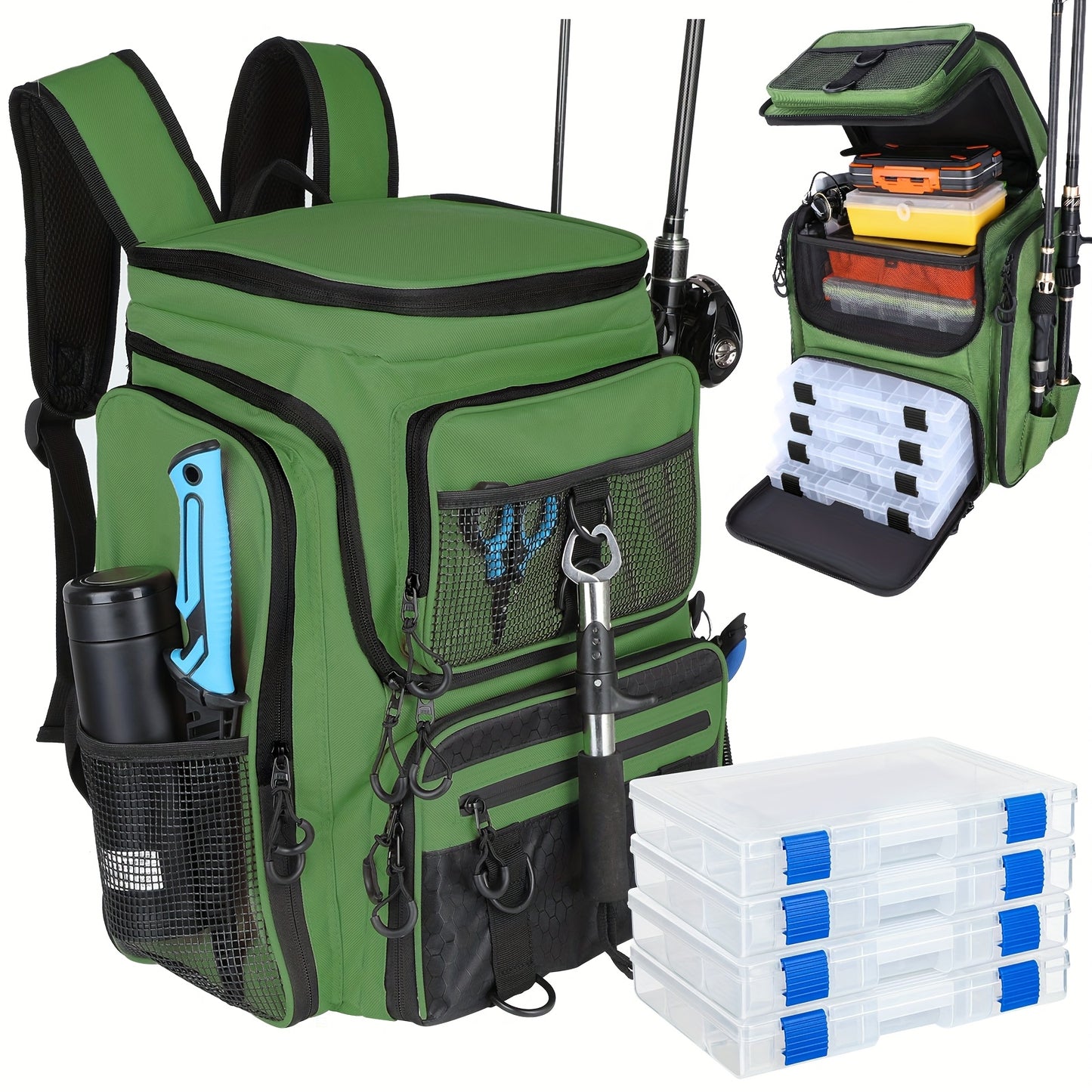Factory Supplier Extra Large Capacity Fishing Backpack: 11.1gal With Built-in Rod Tube, For Carrying Fishing Gear & Equipment. Ideal For Fishing, Mountaineering, Hiking, And Camping.