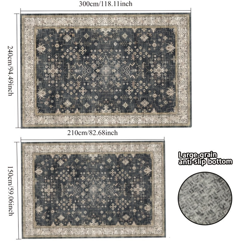 Jumbo Oversized Large Carpet - Extra Wide & Long Luxury Suitable for Living Room Bedroom, Heavy Traffic Areas, Large Spaces - Machine Washable Anti-Slip Retro Flower Print Carpet, Jumbo Sizes Available