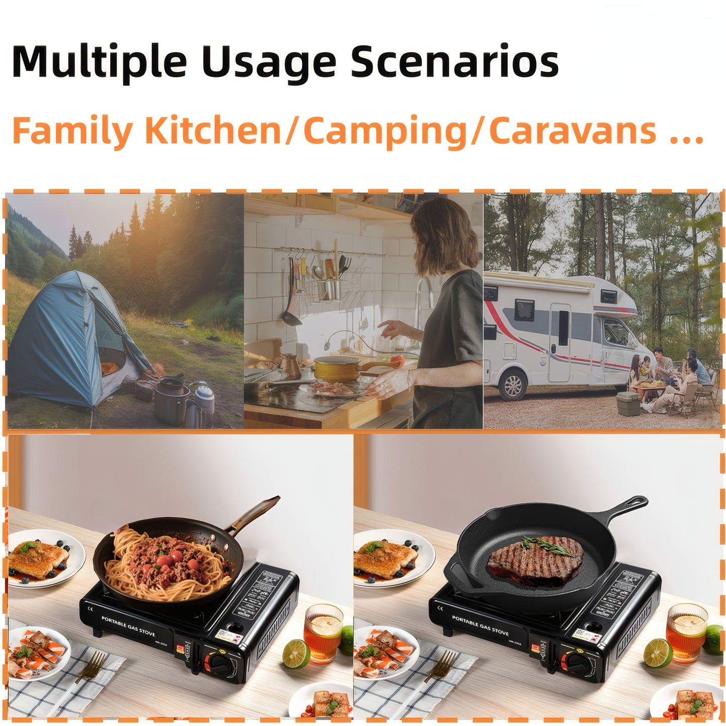 Heavy-Duty Portable Butane Camping Stove with Windshield & Carry Case - Ultra-Fast Ignition, Piezo Spark Plug, Compact Lightweight for Backpacking, RV, Emergency Survival, Tailgating - Butane/PB-Free Compatible Outdoor Cook