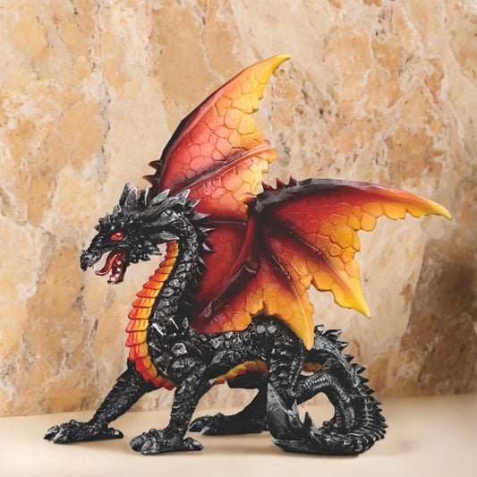 8.5"H Dragon with Fire Wing Figurine Perfect for Home or Room Decor, Unique Gift for Housewarmings