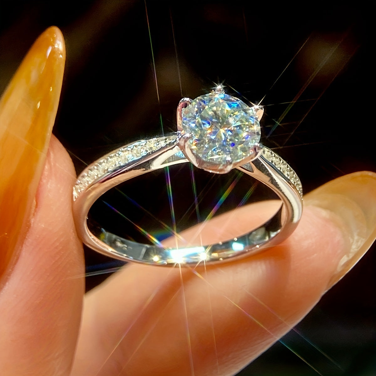 Weight: 5 yards 2. 1g, 6 yards 2. 25g, 7 yards 2. 27g, 8 yards 2. 3g, 9 yards 2. 4g, 10 yards 2. 5g, 11 yards 2. 52g; Moissanite: 1ct*1pc 1CT Moissanite Engagement Ring Women'S Wedding Ring 925 Sterling Silvery Low Allergy Sp