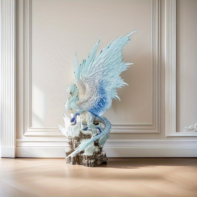 Large Anime Exquisite Figure - Battle-Ready Statue with Blue & White Dragon Design, Intricate Details, Perfect for Gaming, Parties, Weddings & Desktop Decor, Anime Figurine, Wedding Accessory, Dynamic Pose, Detailed Craftsman