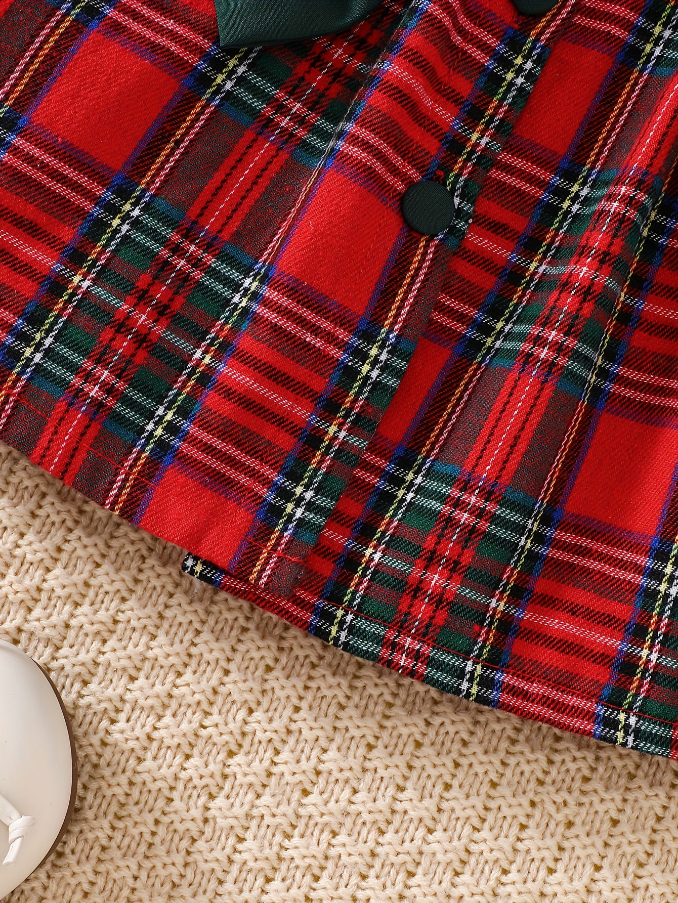 Red Plaid Christmas Party Dress with Detachable Headbow & Belted Waist - Long Sleeve A-Line Mid-Length Holiday Gown, Machine Washable Cute Outfit for Xmas Pageants, Family Photos & Winter Celebrations - Festive Gift for Young