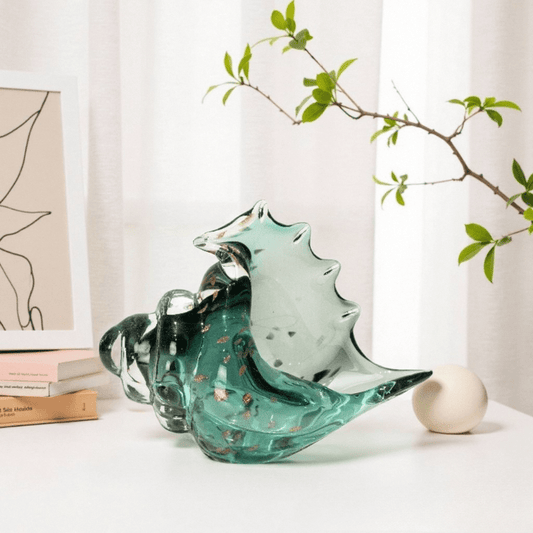 1pc green glass conch, Office storage glass seashells, marine animal storage ornaments, home decoration creative art collection sculptures, beach gifts, birthday gifts for beach enthusiasts