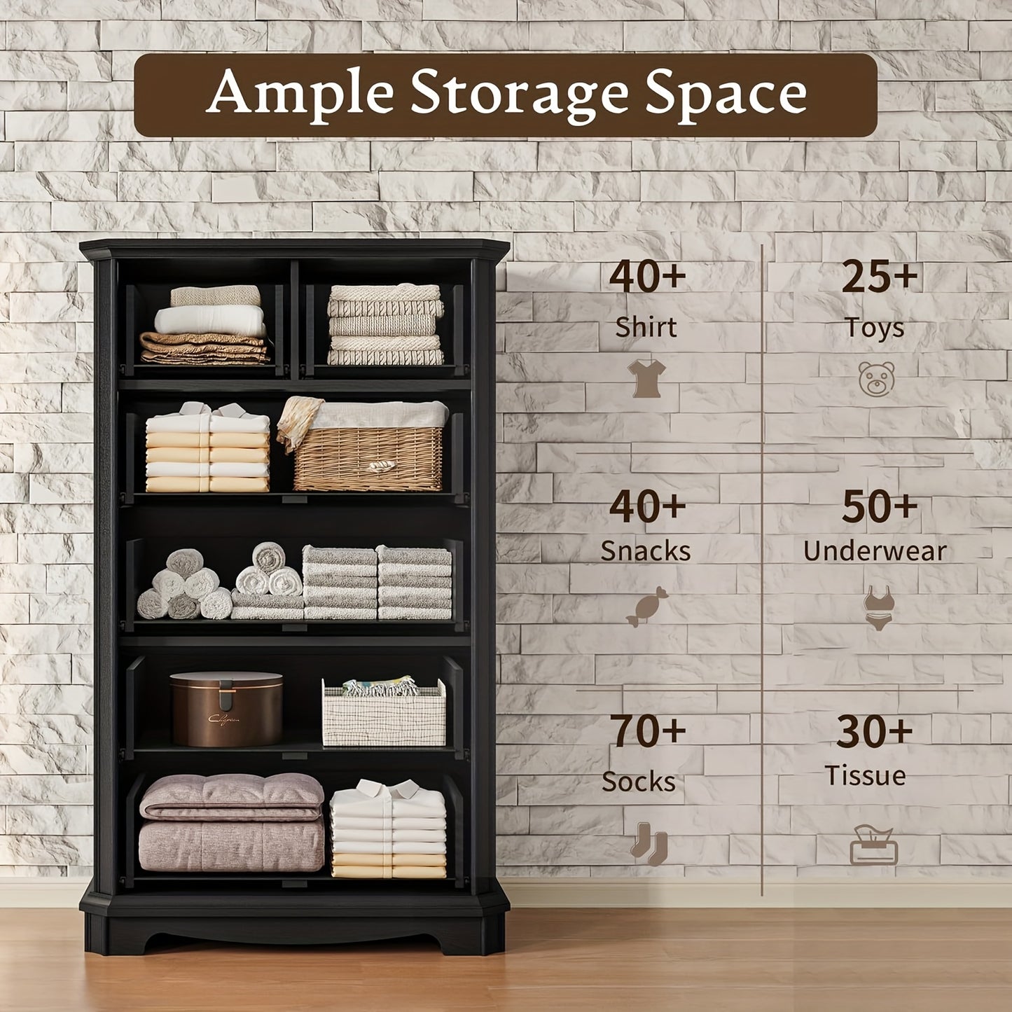 6-Drawer Vintage Dresser - Tall -Standing Chest of Drawers Suitable for Bedroom, Living Room, Hallway - & MDF, Space-Saving Vertical, Furniture Piece with Ample Organization Space