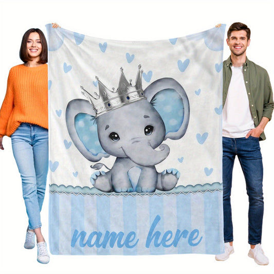 ized Elephant/Animal Name Blanket - Custom Bedspread with Name, Soft Lightweight All-Season Quilted Throw &, Bedding Gift, Bedtime Comforter (Add Your Name), Cot Bedding, Throw Blanket, Stitch Throw, Blankets With Name, Thick