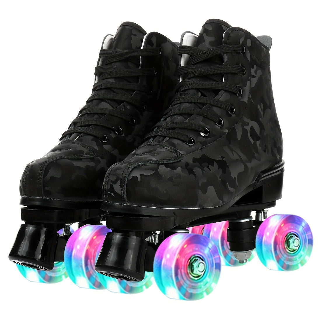YYW High-Top Camouflage Roller & Ice Skates Suitable for Indoor/Outdoor Use, Double-Row Wheel System with Shoe Bag & Wheel, Heavy-Duty /Fabric/ Sole for Skating, Ice, - Wear for Beginners & Pros