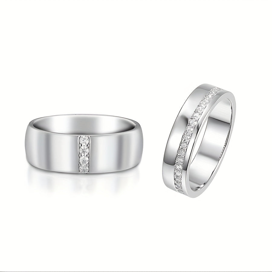 2pc925 Sterling Silvery Men's Fashion Mosan Stone Combination Ring, Suitable for Daily Wear, Parties, Weddings, Gifts, Valentine's Day, Father's Day, Christmas, New Year, Combination Ring Weight 0.56 oz.