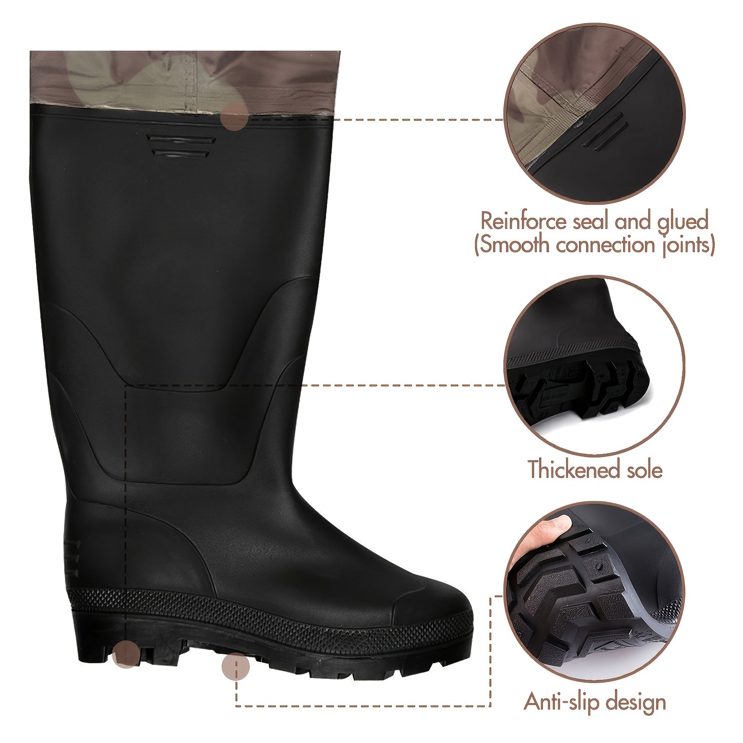US8-US14 Chest Waders with Boots - Lightweight High Quality Fishing & Hunting waders, Quick-Dry Camo Pants-like design, Adjustable Buckle Closure, Compatible with Men's & Women's (US8-US14, Not US14+) - Ideal for Professional