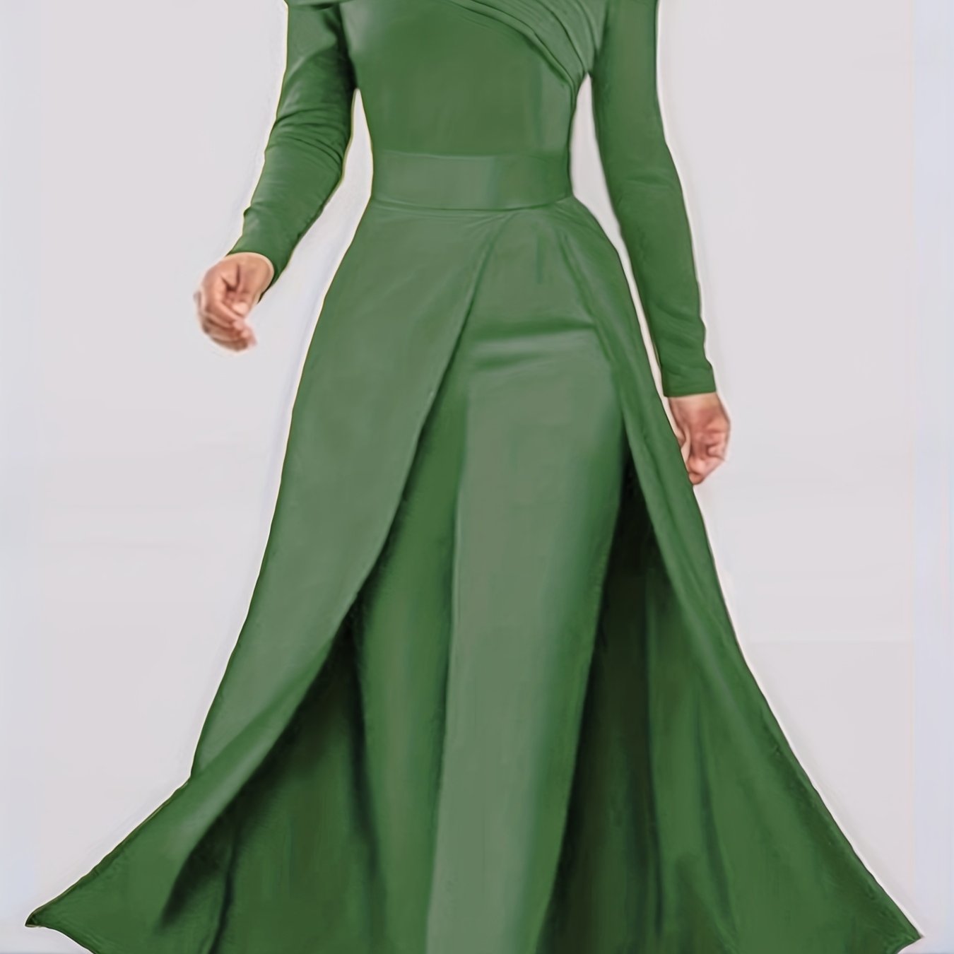 Women's Elegant Off-Shoulder/Boat Neck Two-Piece Set - Solid Color Beige/Black/Navy Blue Tailored Pantsuit, Structured Blazer & Matching Trousers, Machine Washable Autumn to Semi-Formal Attire (No Dry Clean)