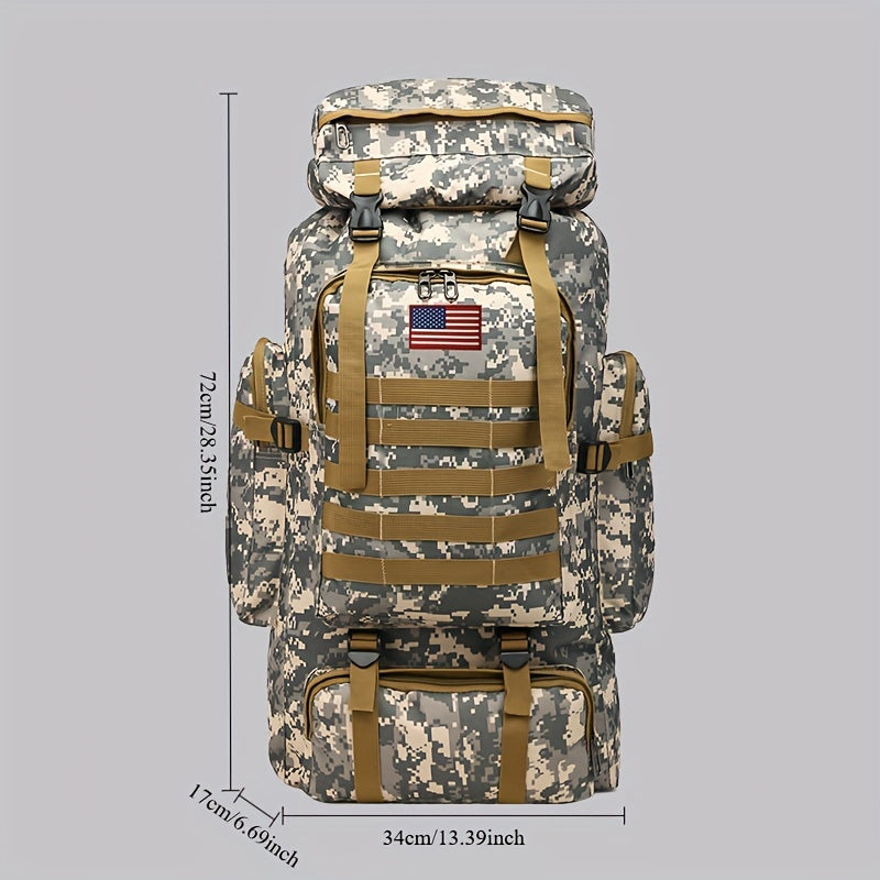 21.13gal Tactical Hiking Backpack Set - Unisex Camo/Black, Durable Oxford Fabric, DIY System & Adjustable Design, 3-day Assault Pack with Large Capacity for Hiking, Camping, Hunting, Travel & Sports, Perfect Halloween/Christm