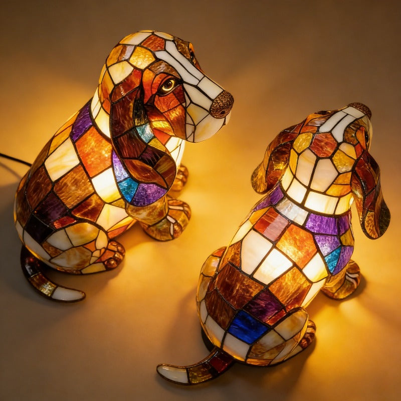 2 Different Basset Hound Table - Cute Dog Bedside Suitable for Bedroom, Room Decor, Pet Lover Gift, Plastic Animal