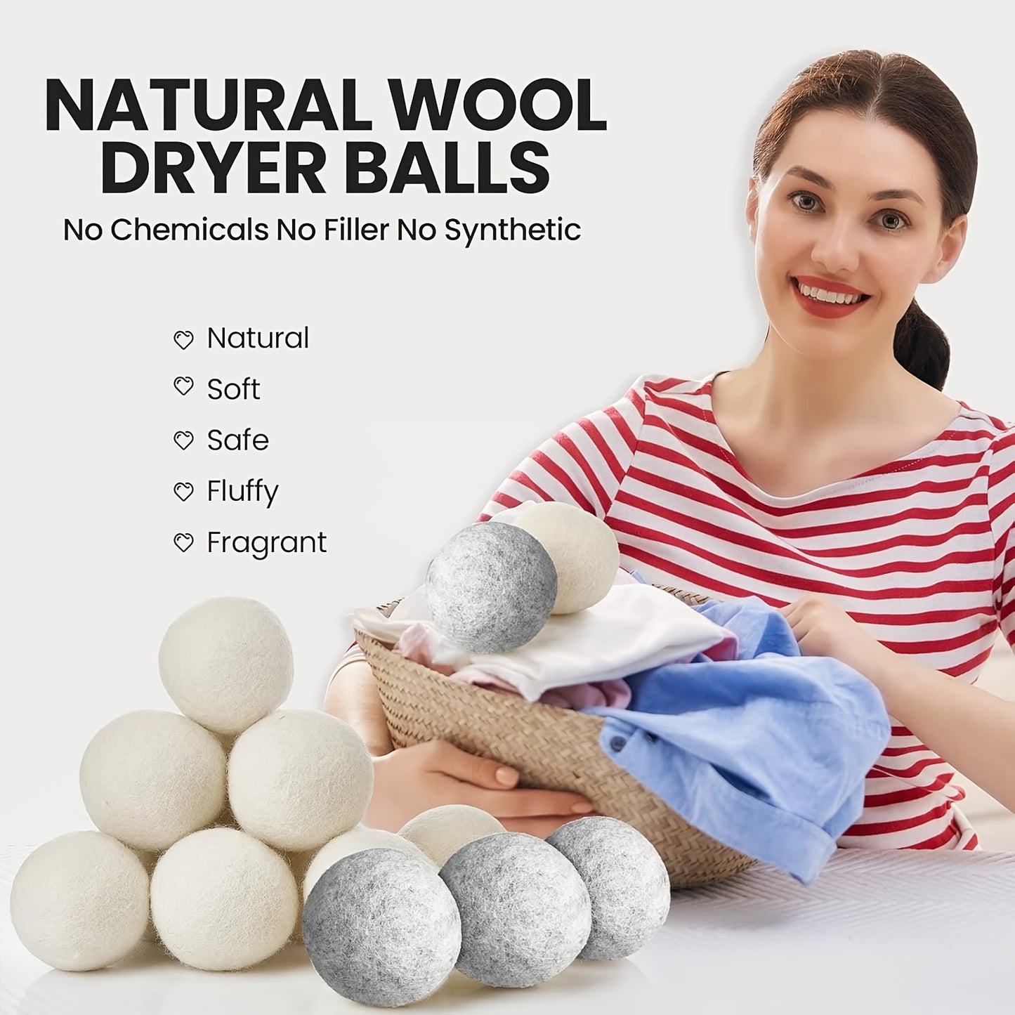 42 count Fleece Dryer Balls Set 40 Reusable Fleece Balls with 2 Muslin Bags Laundry Balls Fabric Softener Ball Anti Wrinkle Anti Static Saving Energy and Time