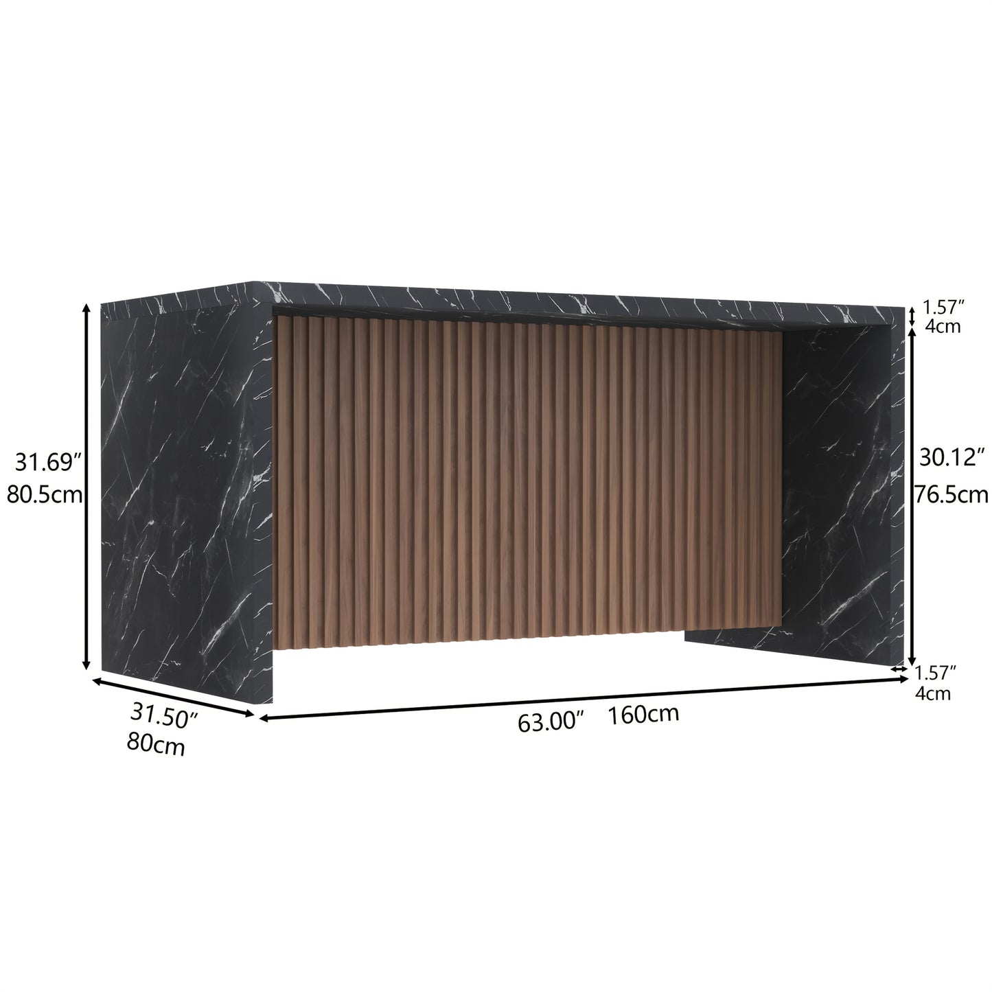Spacious Faux Marble Dining Table Suitable for 4 to 6 Individuals, Measuring 63 Inches, Featuring a Contemporary Striped Marble Design with a Grill Pattern, Perfect for The Dining Or Living Area, And Easy to Assemble.