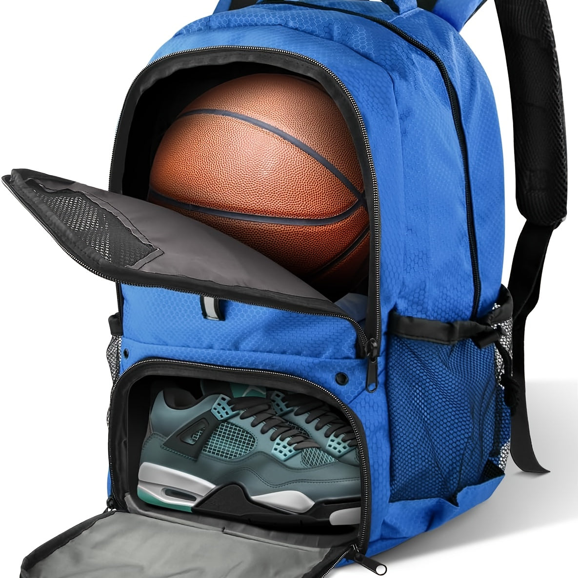 Large Basketball Backpack with Shoe & Ball Compartment - Heavy-Duty Sports Bag with Padded Back Panel, Shoe Storage Organizer & Ball Pocket for Basketball, Soccer, Volleyball Gear - Durable Athletic Backpack for Team Travel,