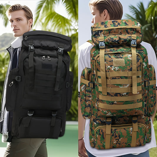 21.13gal Tactical Hiking Backpack Set - Unisex Camo/Black, Durable Oxford Fabric, DIY System & Adjustable Design, 3-day Assault Pack with Large Capacity for Hiking, Camping, Hunting, Travel & Sports, Perfect Halloween/Christm