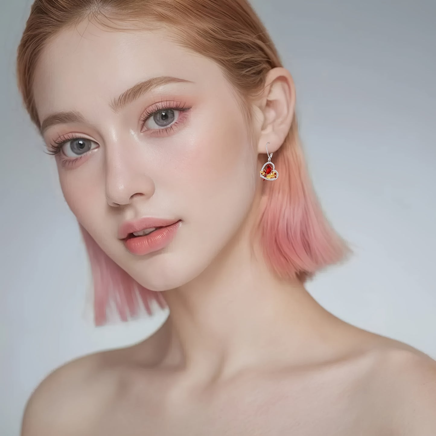 Red Bird Cardinal Earrings for Women, 925 Sterling Silver Cardinal Appears When an Angel Approaches Drop Earrings, Heart Shaped Cardinal Jewelry Memorial Gift, Best Choice for Christmas Gift
