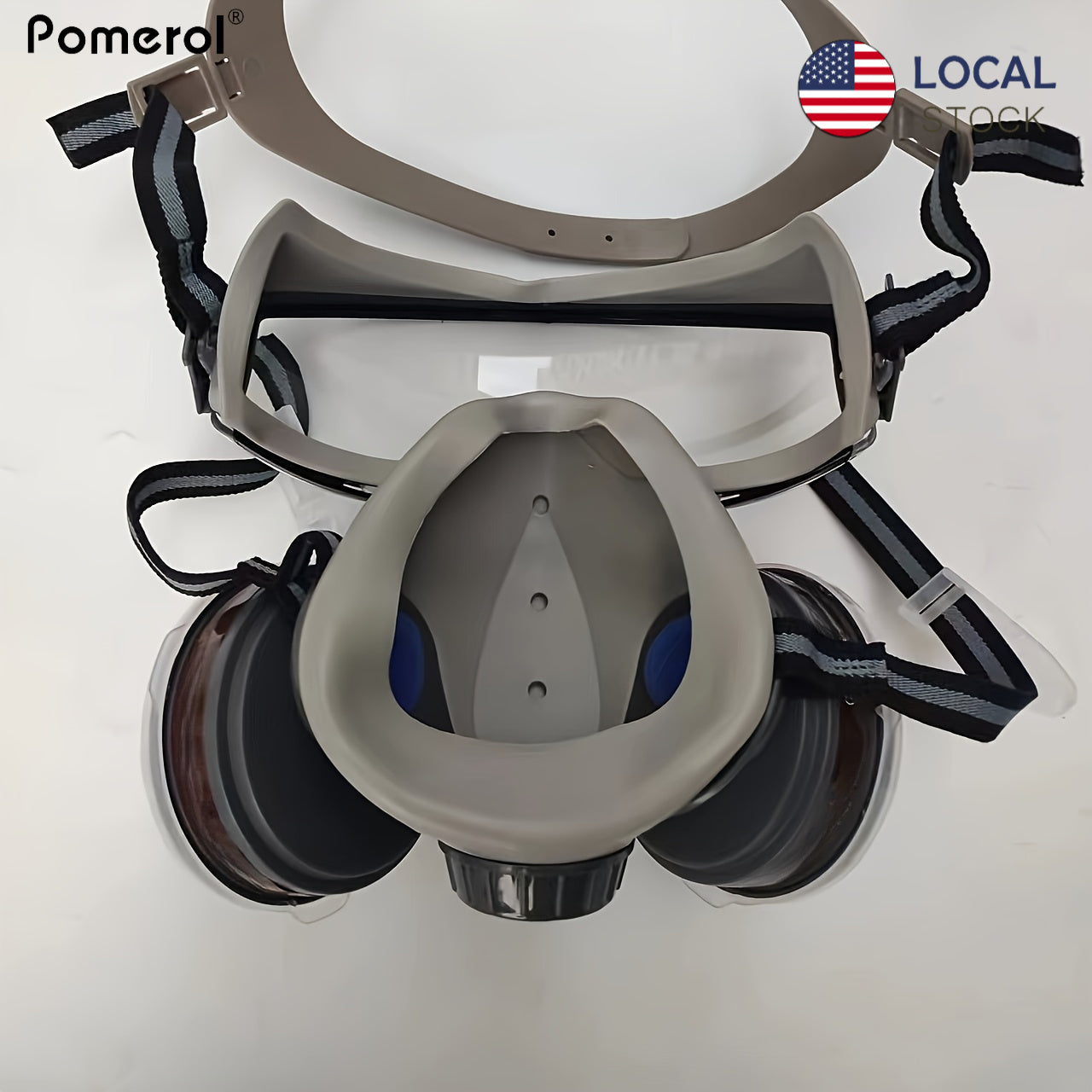 1pc Pomerol 11in1 Dual Port Reusable Half Face Respirator Mask, Reusable, Pull-On, Chemical, Biological, Radiological Contamination, Dust Respirator Gas Masks for Chemical And Radiation