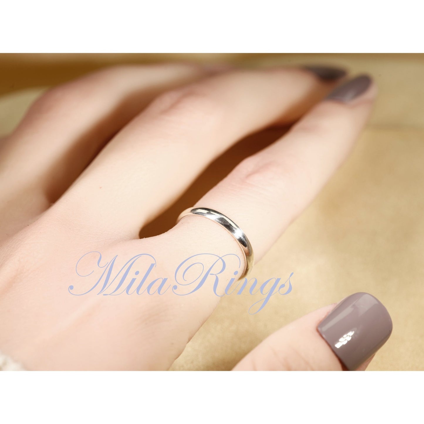 MILA8610 Handmade 925 Sterling Silver 2.6mm Width Classic Style Half Round Band, Handmade and Material Sourced in the U.S., Can be Worn Everyday Without Taking Off, Available in U.S. Standard Sizes.