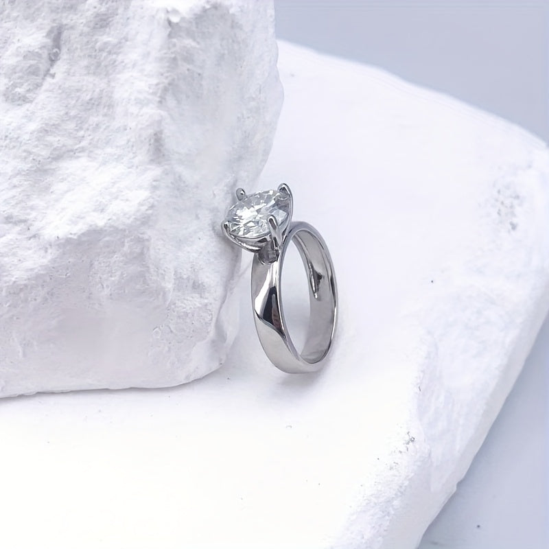 925 Silver 2 Carat Moissanite Women'S Wedding Ring, Simple And Generous Classic, Suitable For Daily Wear And Christmas Halloween Thanksgiving Wedding Party Gifts, Gift With Gift Box About 2g