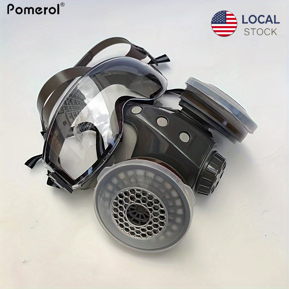1pc Pomerol 11in1 Dual Port Reusable Half Face Respirator Mask, Reusable, Pull-On, Chemical, Biological, Radiological Contamination, Dust Respirator Gas Masks for Chemical And Radiation