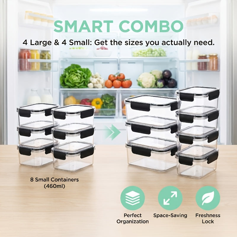 16/24pcs (16oz/27oz/34oz) Large-capacity Refrigerator Storage Containers, Made of High-transparency Food-grade PET Material, Suitable for Refrigerator and Organization.
